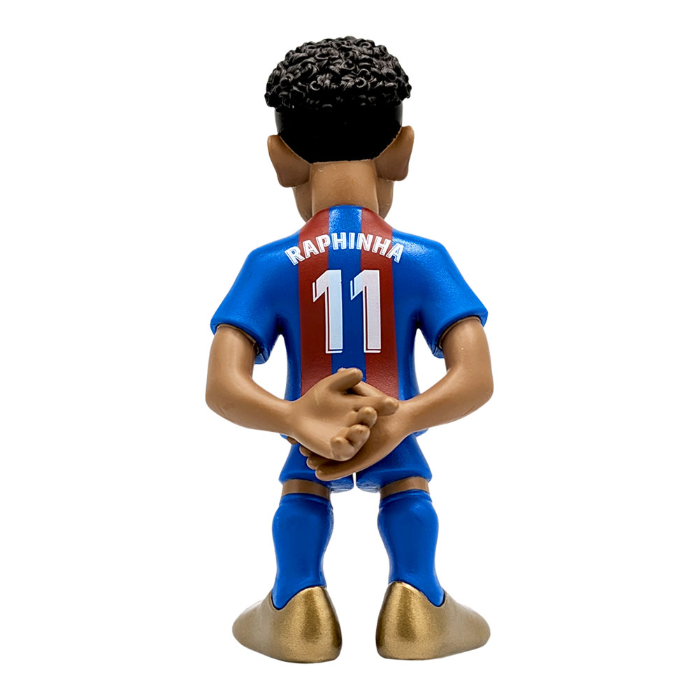 Minix Barcelona  Football Stars Raphinha figurine in official Barcelona kit, 12cm tall collectible figure from the back view