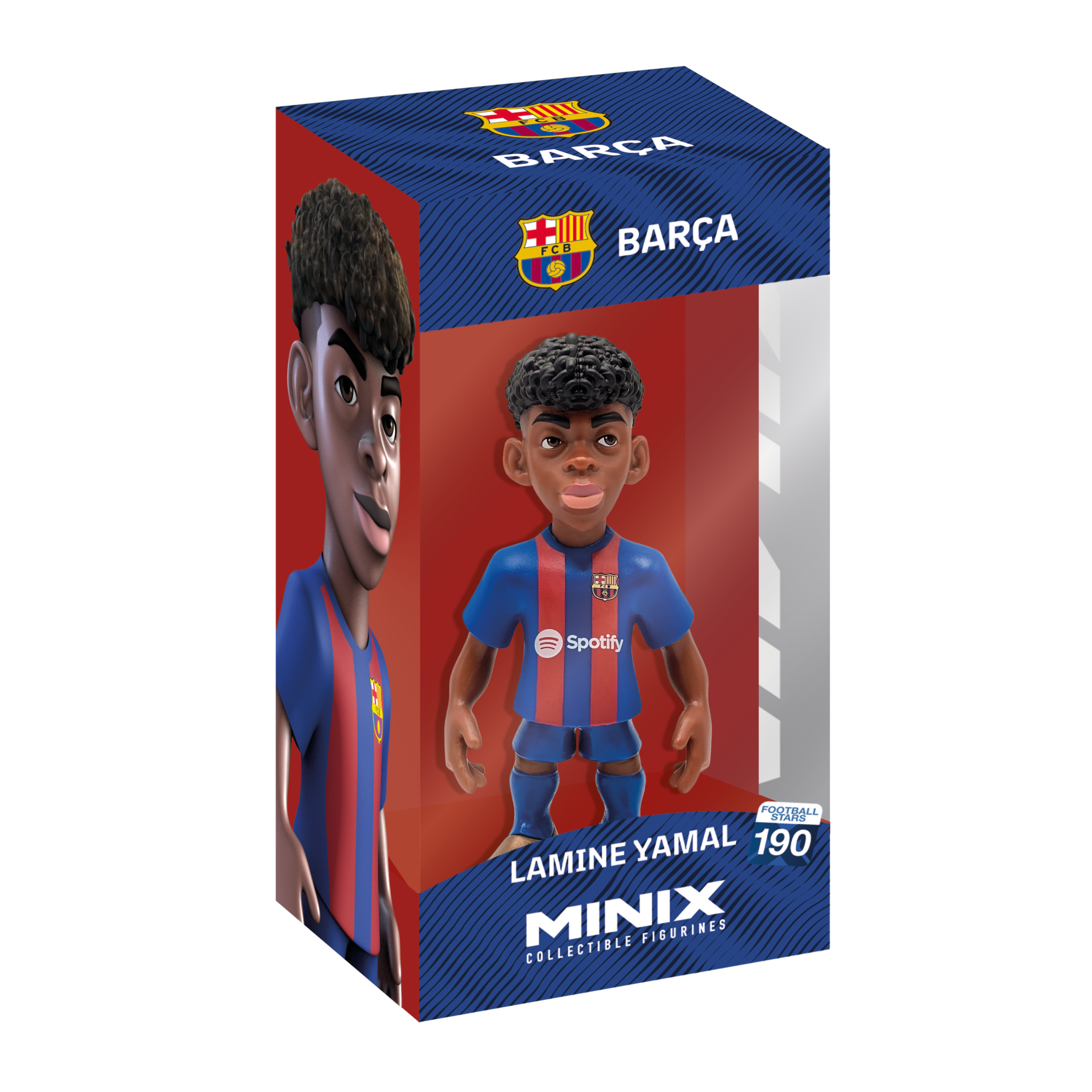 Minix Collectable Figurines Soccer 12 cm in display box featuring vibrant character design.