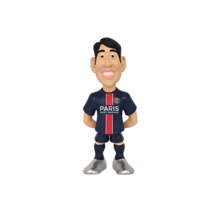 Minix PSG 12cm collectible football figurines featuring iconic Paris Saint-Germain players Kylian Mbappé and Dembélé in detailed designs