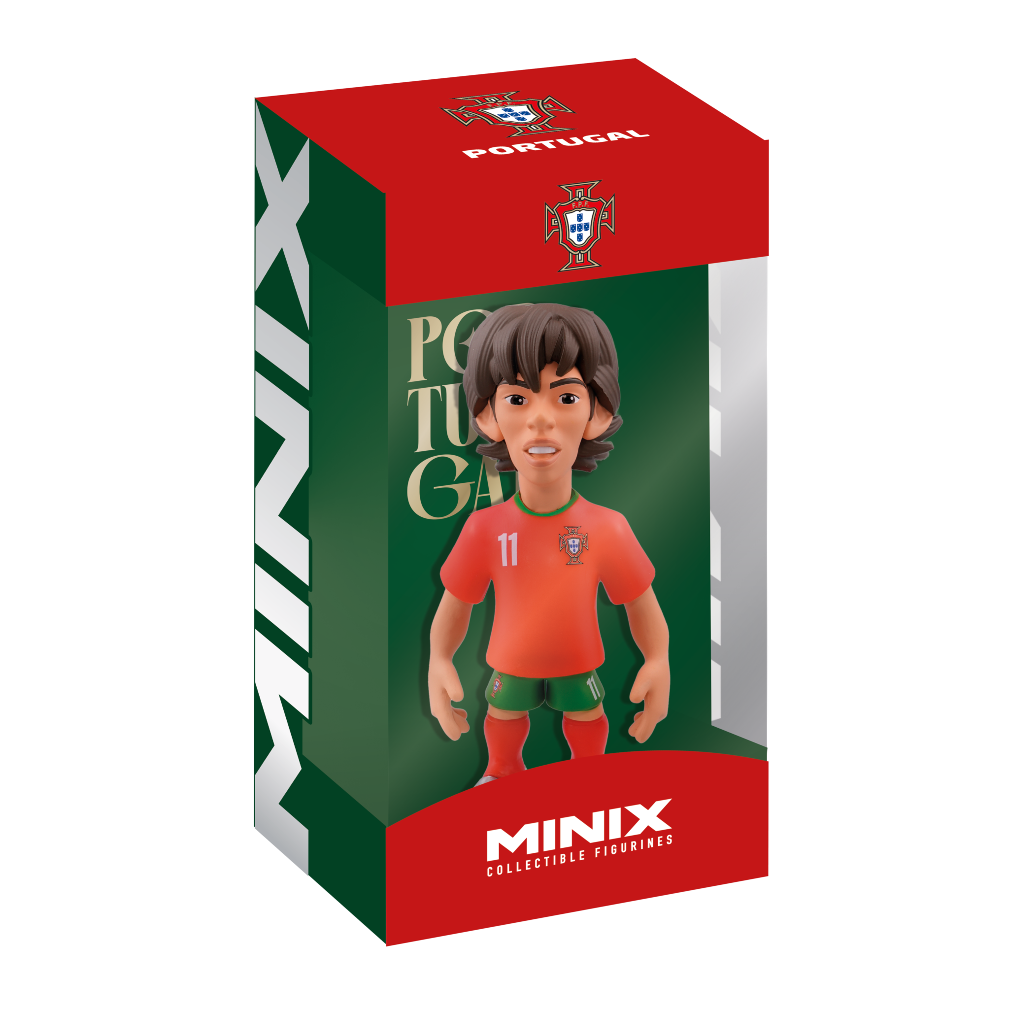 Minix Collectable Figurines Soccer 12 cm in packaging displaying Portugal-themed character.