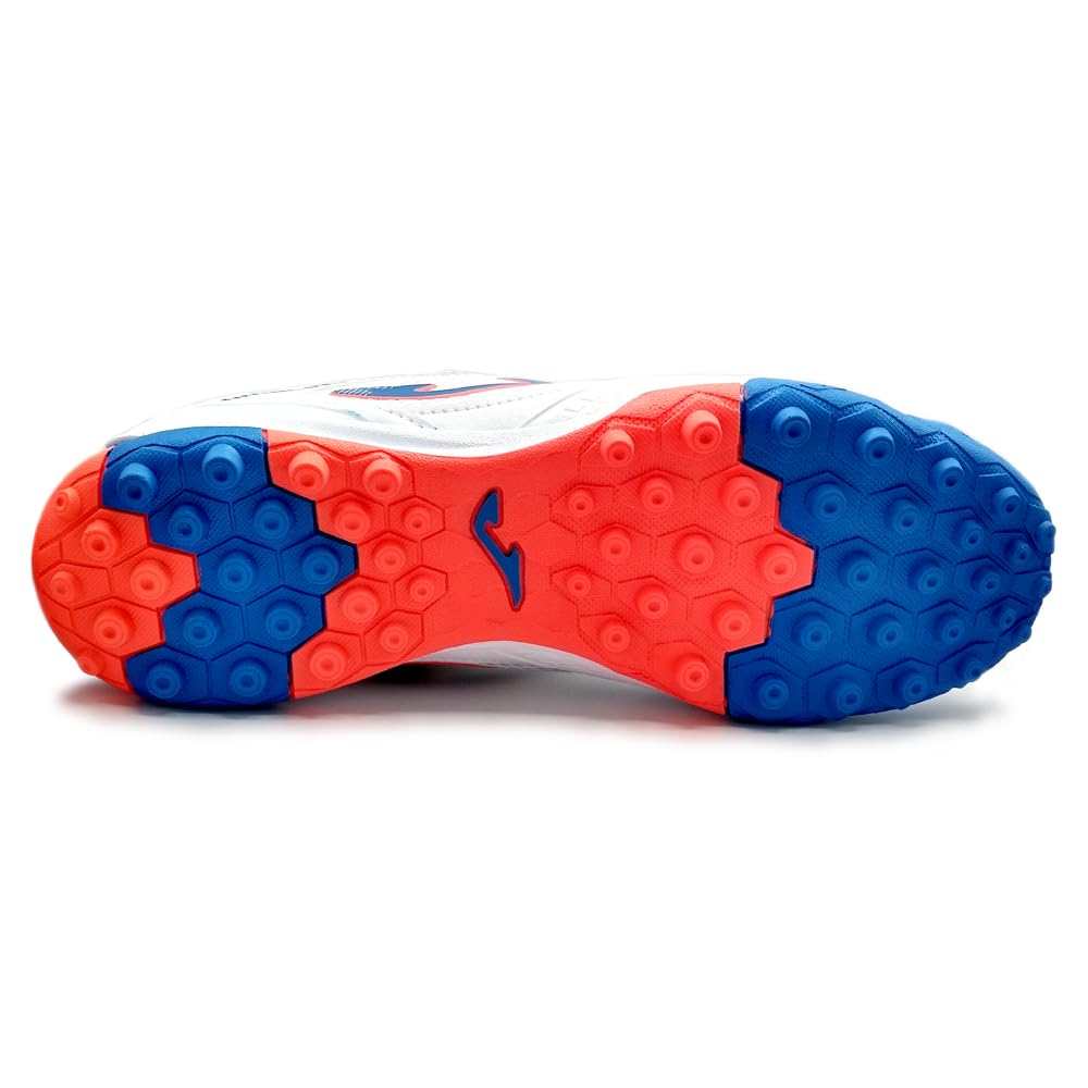 Joma Dribling Turf adult soccer shoes in white and red with durable sole and breathable upper