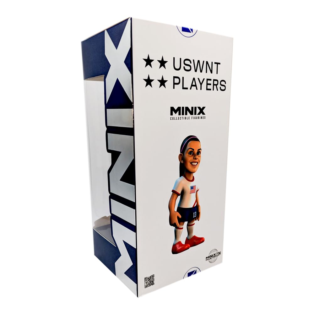 MINIX collectible figurine of Alex Morgan in USWNT kit, 12 cm tall, red white and blue display figure