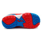 Toledo JR Kids Turf Soccer Shoe in red and blue with synthetic upper and rubber outsole for traction