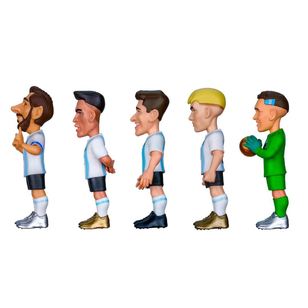 Minix Argentina National Team 5-pack soccer figurines featuring Messi Lautaro Martinez Julían Álvarez Dibu Martinez 7cm collectibles