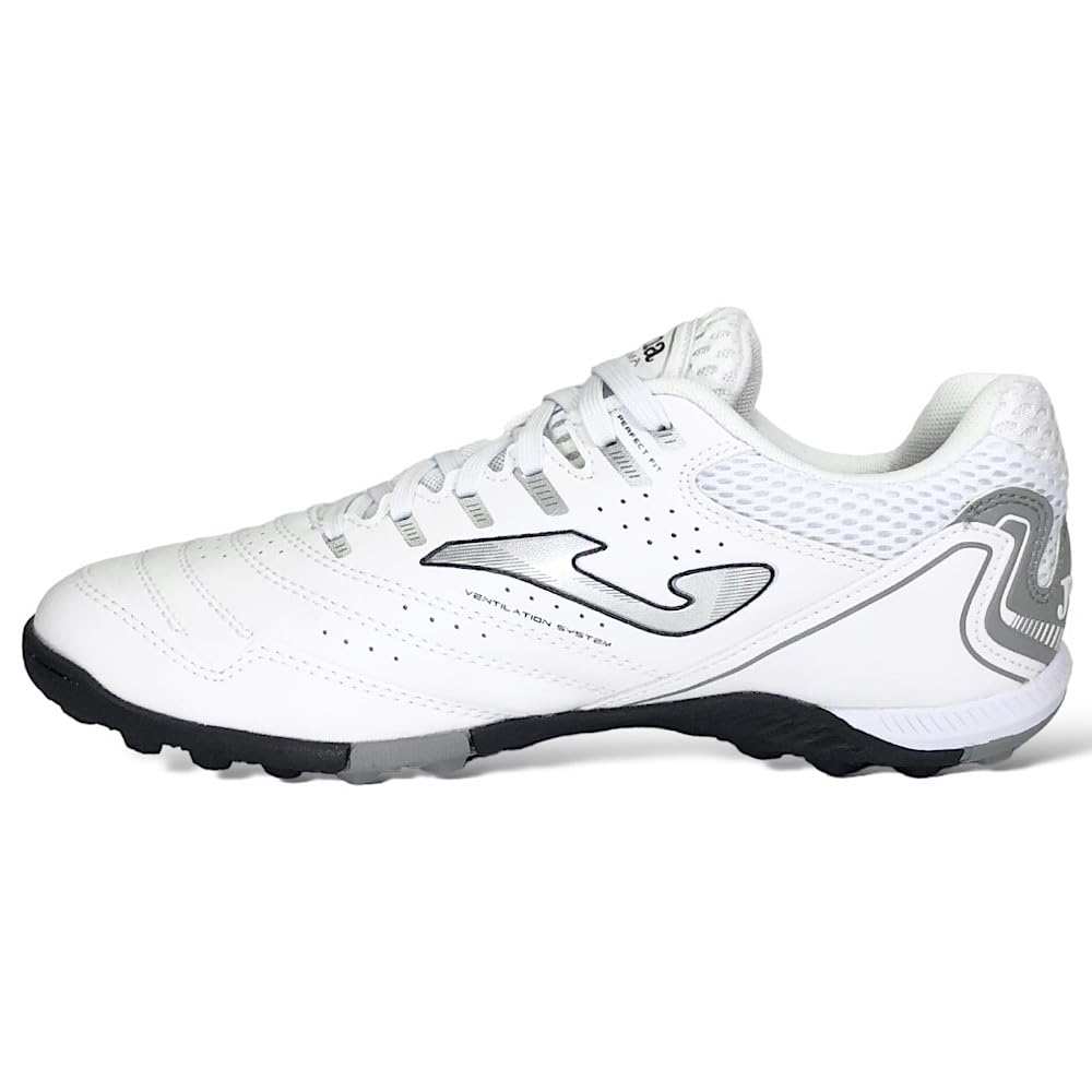 Blue Joma turf slippers made of synthetic leather with breathable design and durable rubber sole for futsal.