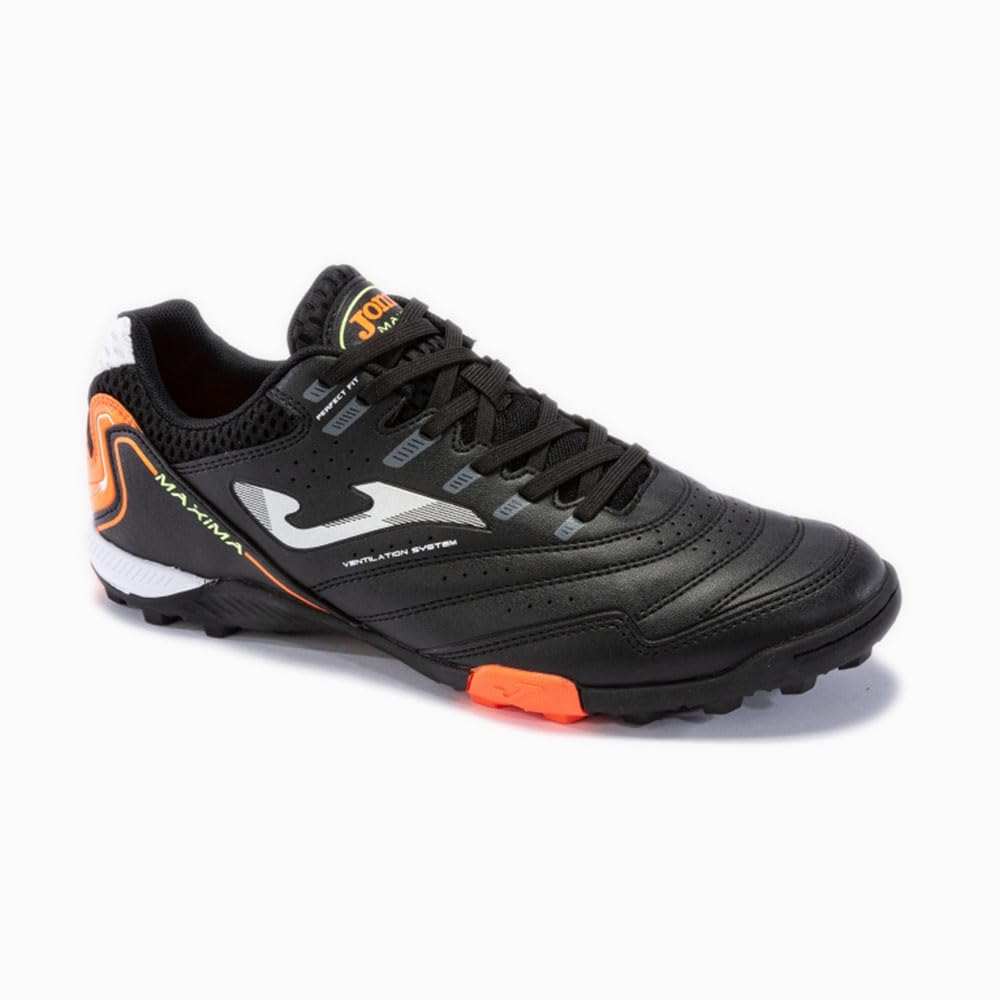Joma Maxima men's black lightweight turf soccer shoes with high-traction rubber outsole for artificial grass