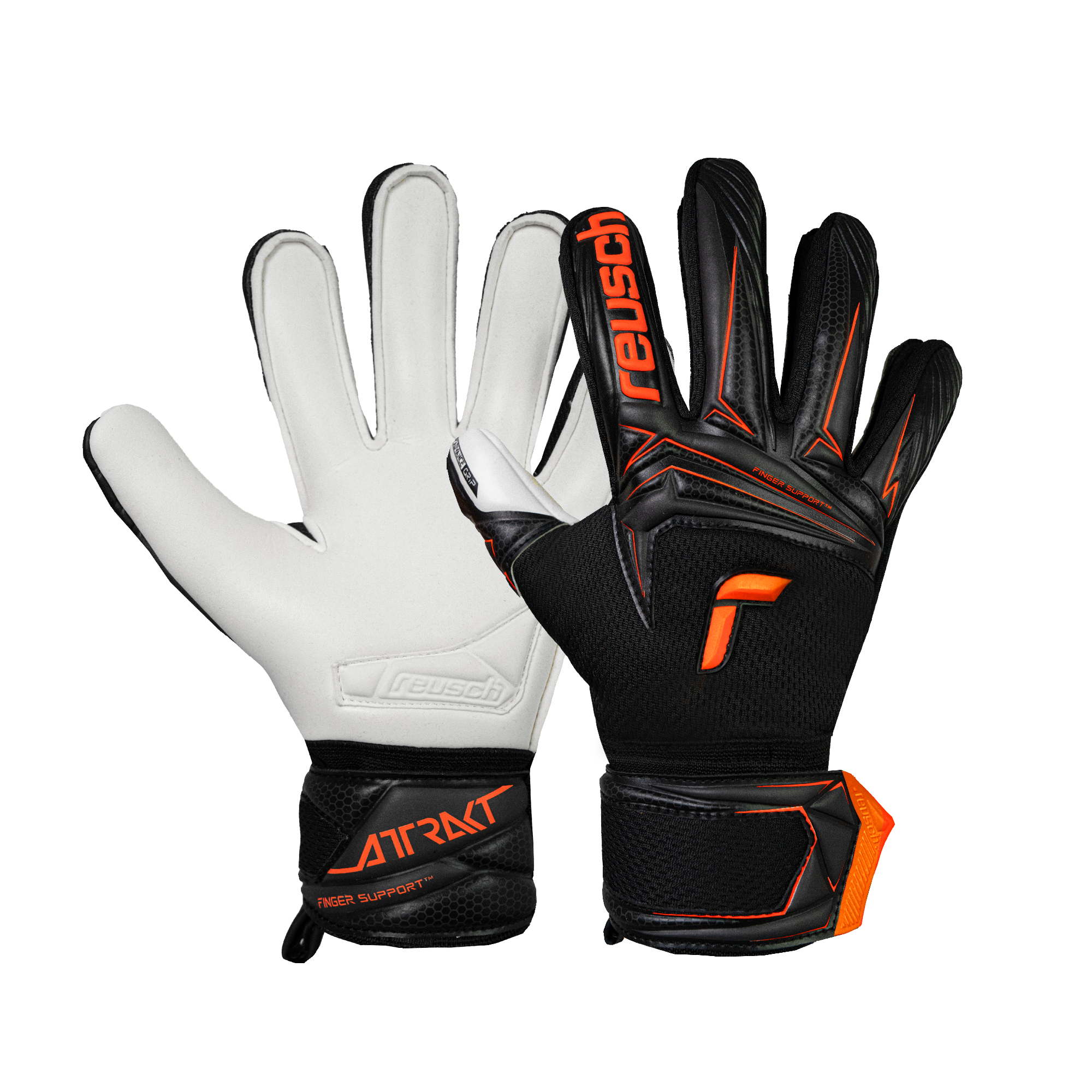 Reusch Attrakt Advance Finger Support Junior goalkeeper gloves with durable grip and finger protection for youth training and matches
