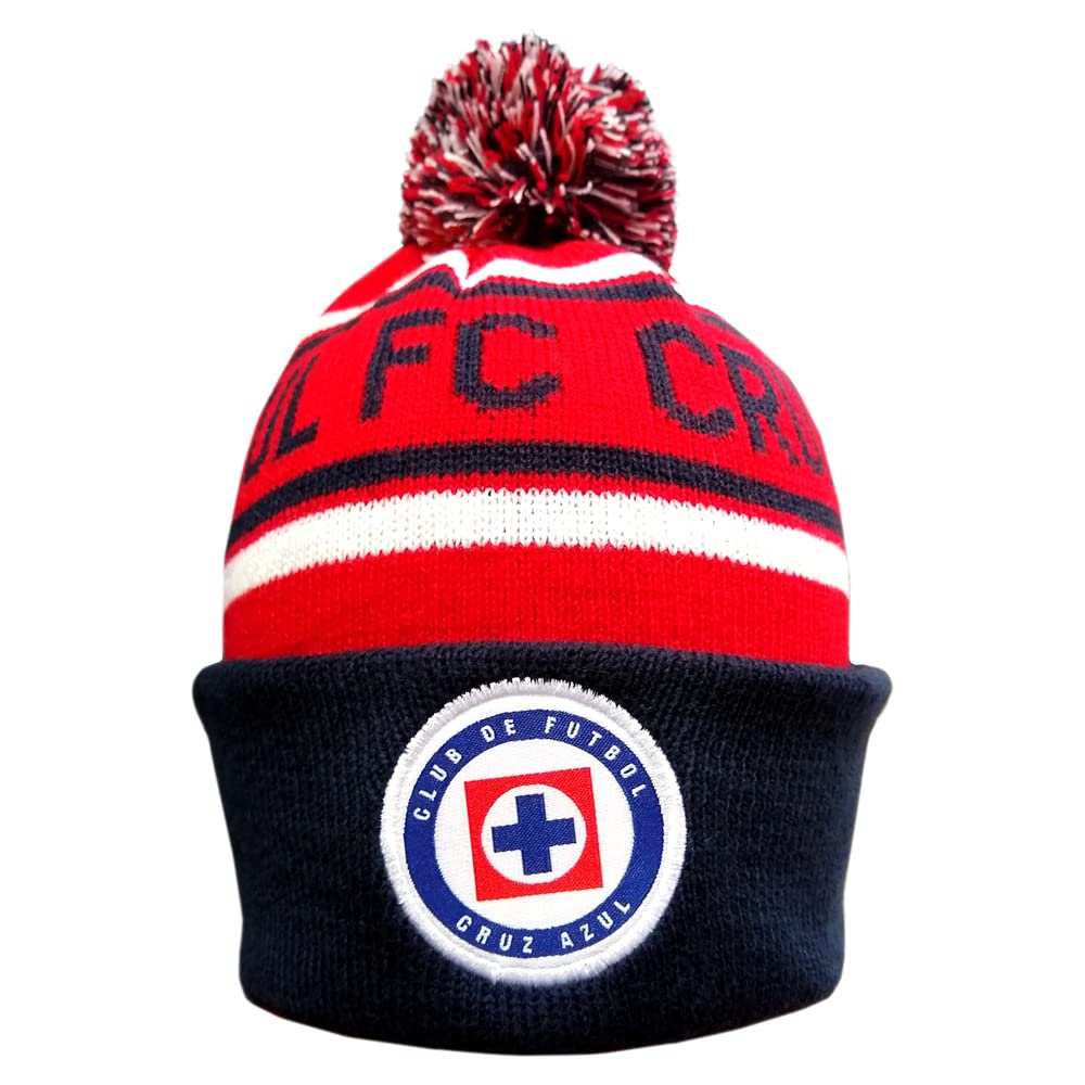 Fan Ink officially licensed soccer beanie with pom pom and embroidered team crest in winter-ready colors
