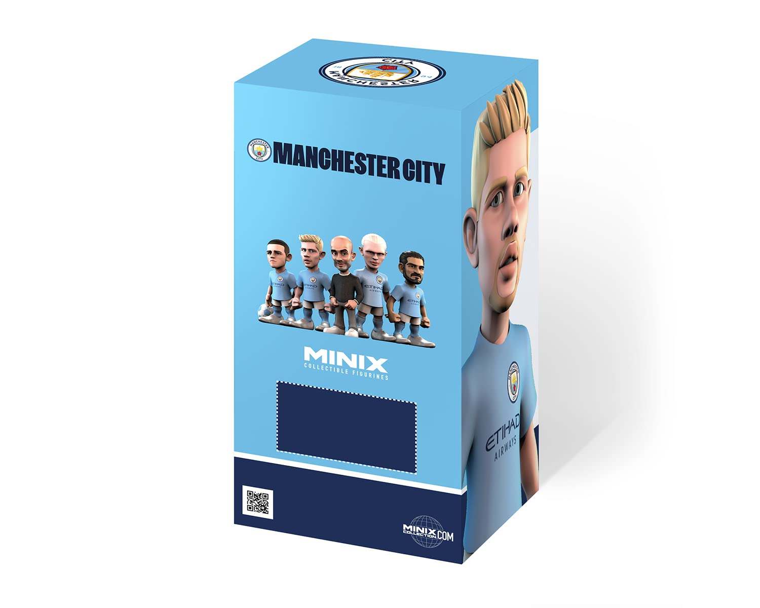 MINIX Collectible Figurine of Kevin De Bruyne in red Manchester City uniform, 12 cm soccer figure