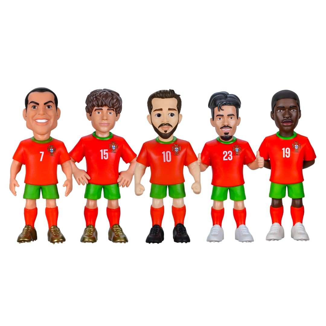 Minix Portugal National Team 5-pack soccer figurines in official kits, detailed likenesses, 7cm collectible display set