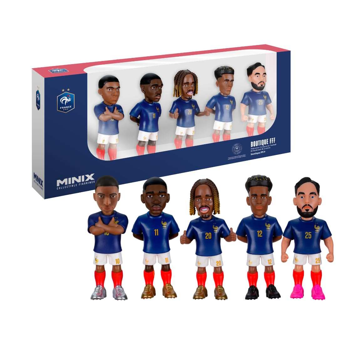 Minix France National Team soccer figurines 5-pack featuring Mbappe Dembele and others in official kits
