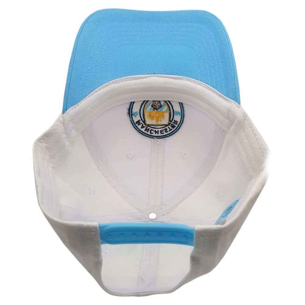 Fan Ink Limited Manchester City unisex adjustable soccer hat with embroidered club crest and two-tone design