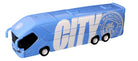 Manchester City collectible miniature team bus in sky color with friction-power feature and authentic club branding