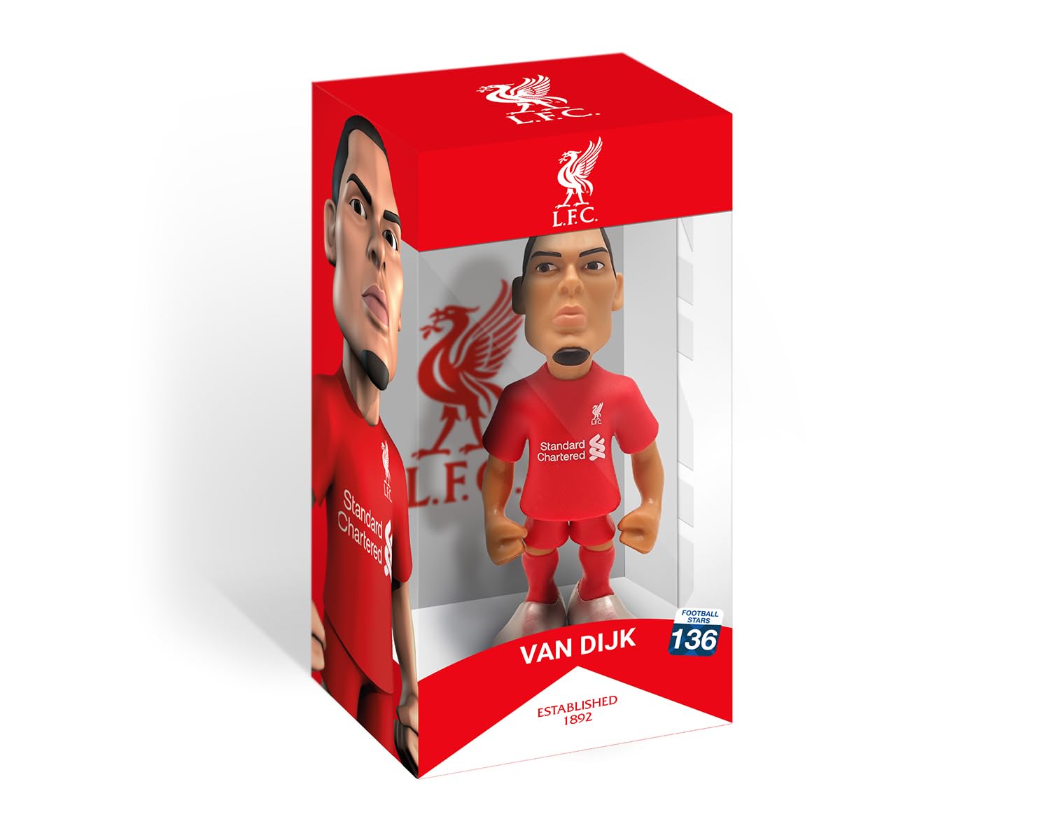 MINIX collectible figurine of Virgil Van Dijk in red Liverpool FC kit, 12 cm soccer collectible gift