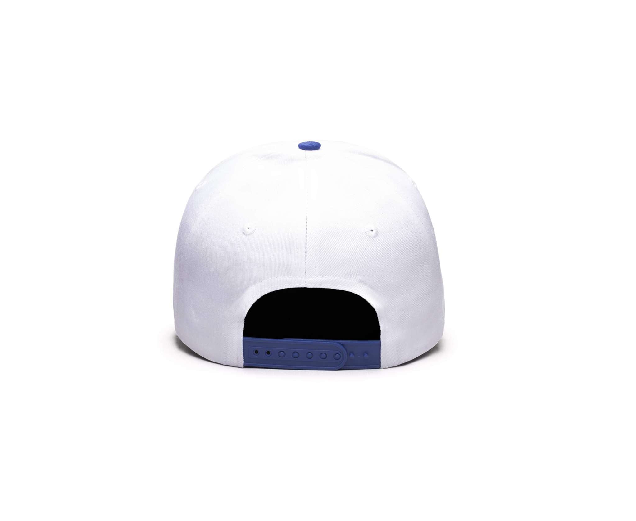 Fan Ink Real Madrid adjustable royal and white 2-tone soccer cap with embroidered logo and curved brim
