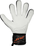 Reusch Attrakt Advance youth goalkeeper gloves in black and orange with finger support and breathable mesh panels