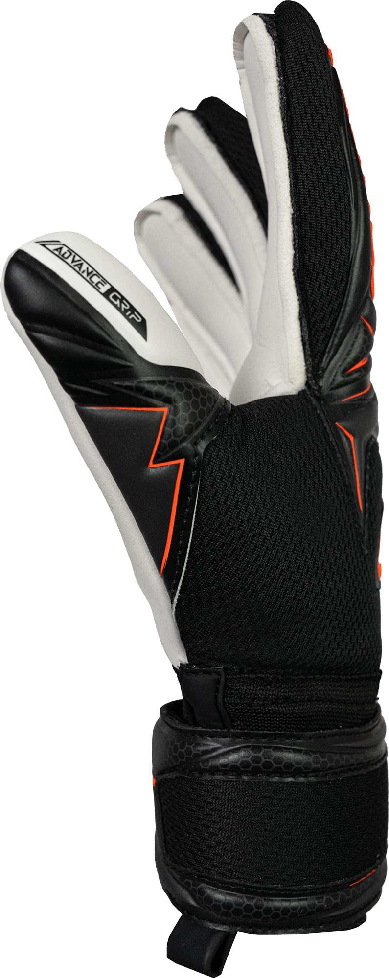 Reusch Attrakt Advance Finger Support Junior goalkeeper gloves in black and orange with grip advance latex and breathable fit