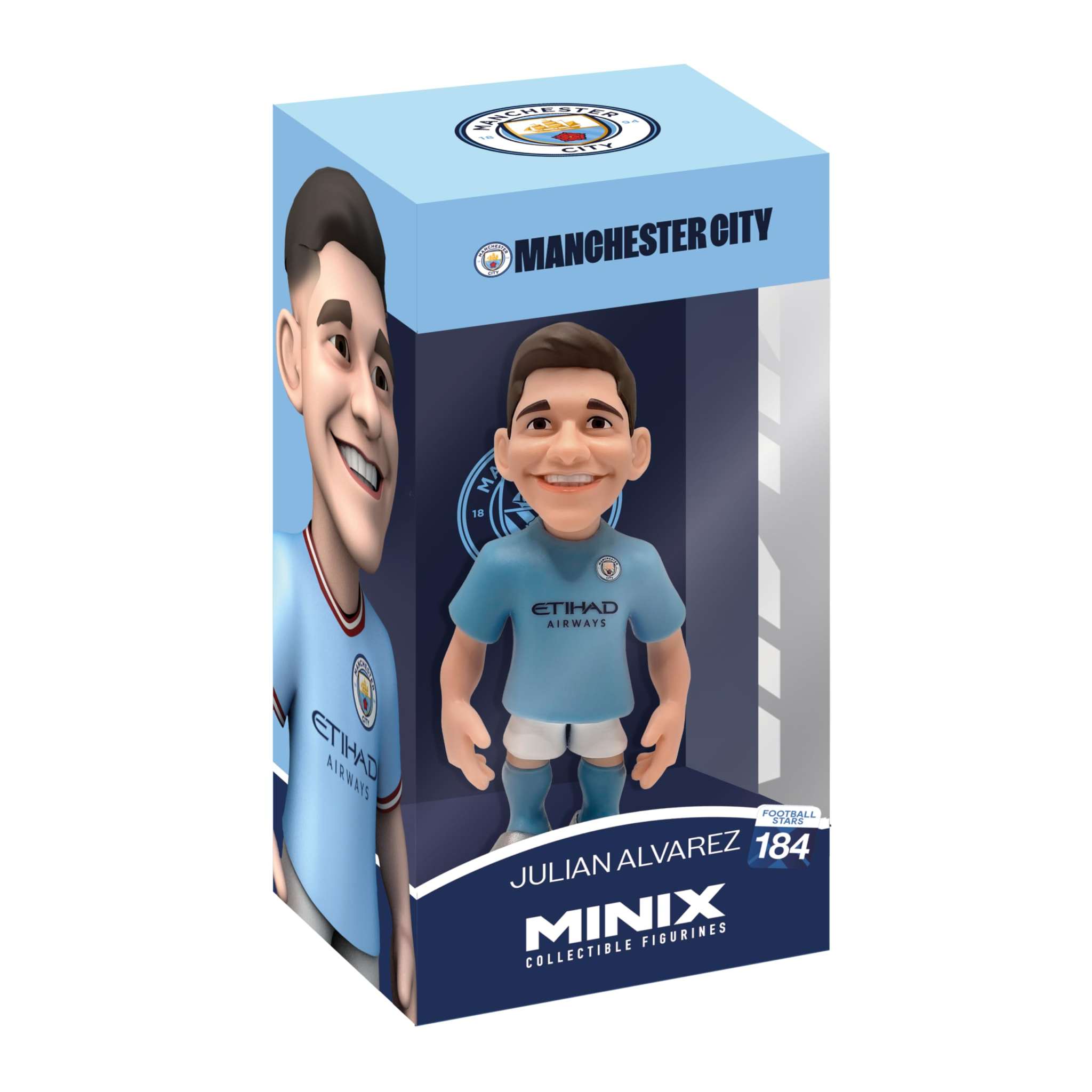 Minix Football Stars Julián Álvarez 12cm Manchester City collectible figurine in blue kit