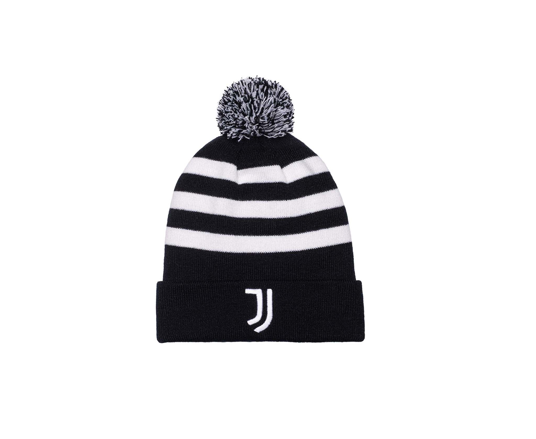 Fan Ink Juventus Beanie with embroidered crest, multicolored knit, and stretch-fit design for warmth and comfort