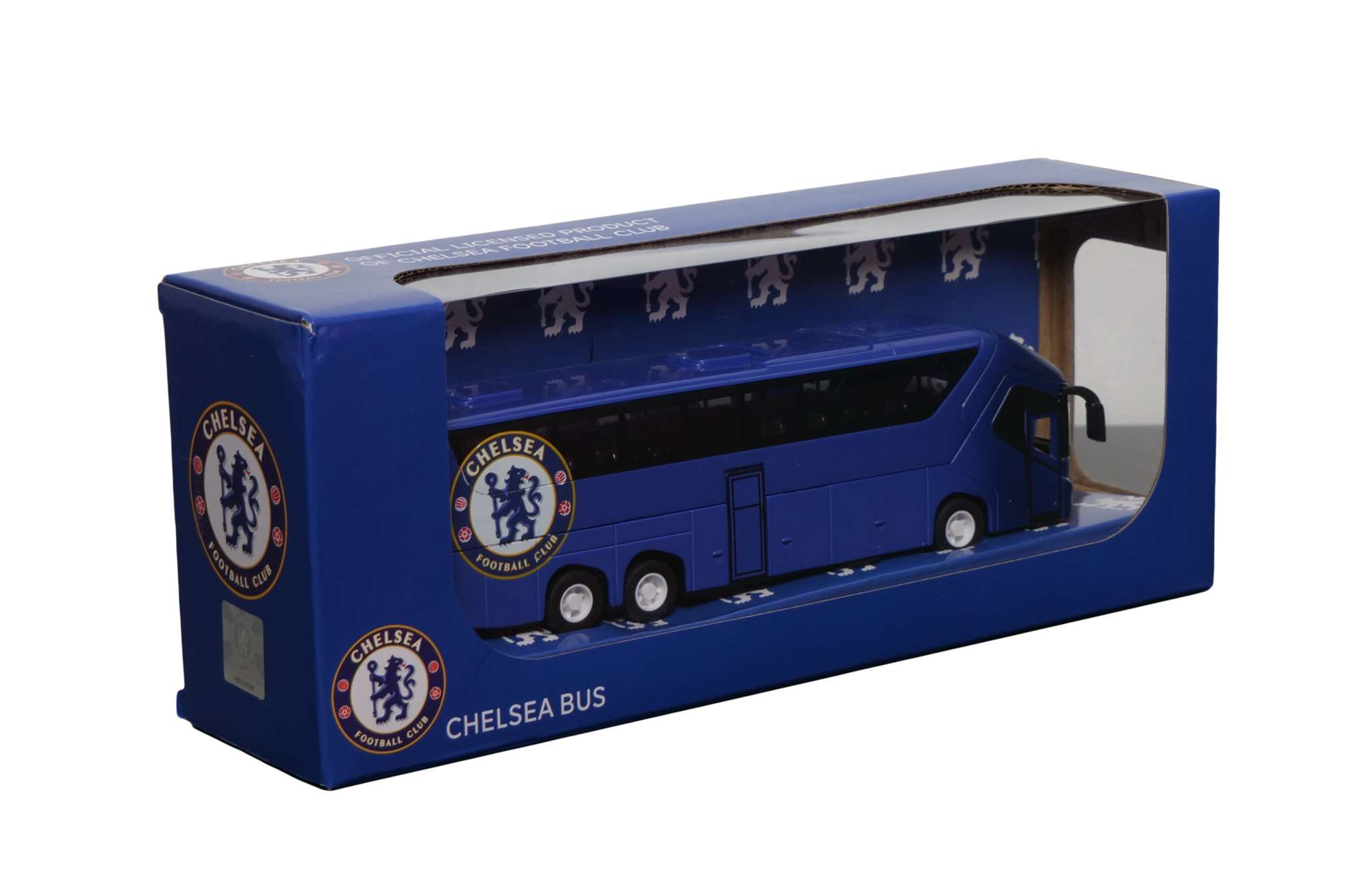 Official Collectible Miniature Team Bus in box with team colors and logo.