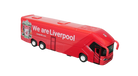 Liverpool Mini Team Bus collectible, red plastic coach with white lettering, club crest, black windows and silver wheels.