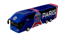 PSG Mini Team Bus collectible in blue with white and red accents, featuring Paris Saint-Germain logos and lettering.