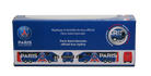 PSG Mini Team Bus miniature collectible in a blue box, featuring a red, white and blue Paris Saint-Germain coach graphic.