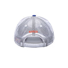 Back view of FC Barcelona Serve Trucker Hat with breathable white mesh and adjustable snapback closure