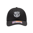 Black FC Barcelona Berkeley Classic Hat with embroidered club logo and adjustable strap buckle closure