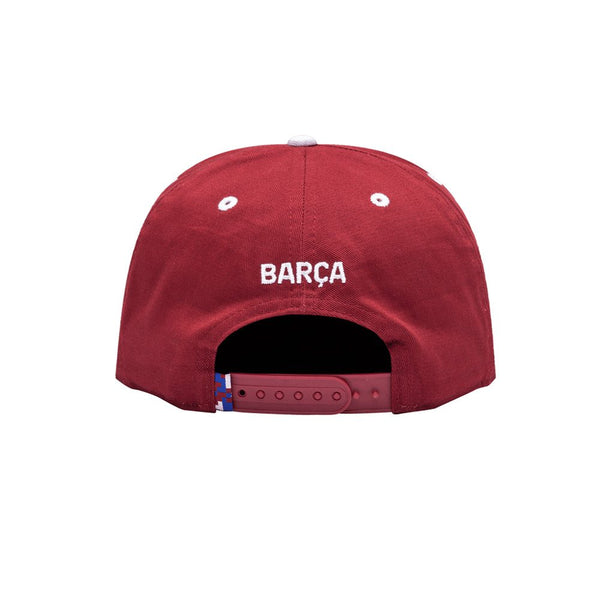 Barcelona Cap Bankroll Snapback Hat with vintage FC Barcelona logo and unstructured crown