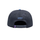 Back view of black FC Barcelona Locale Snapback Hat with adjustable strap and "BARÇA" embroidery