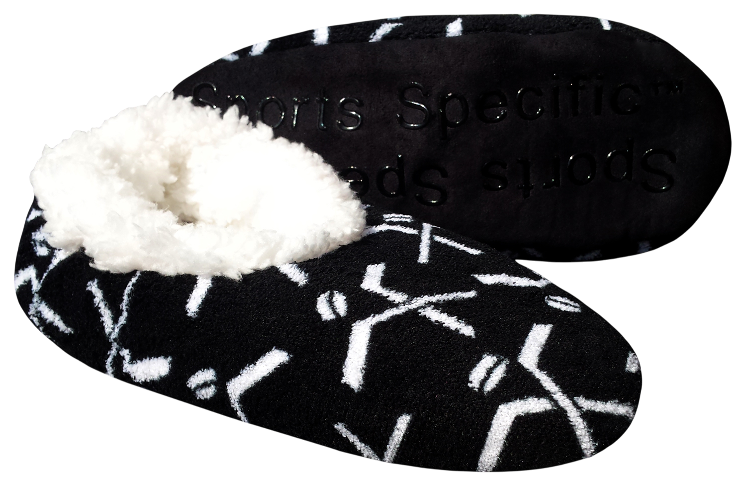 Ultra-soft hockey sport slippers with grippy non-slip sole for indoor comfort and team pride
