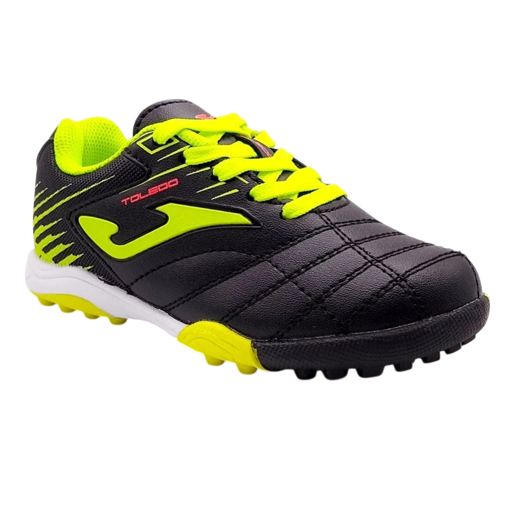 Joma Toledo Junior Kids Turf Soccer Shoes - Star Player Edition in bright colors with durable turf outsole.