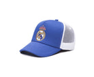 Blue Fan Ink officially licensed soccer trucker hat with embroidered crest and white mesh back snapback design