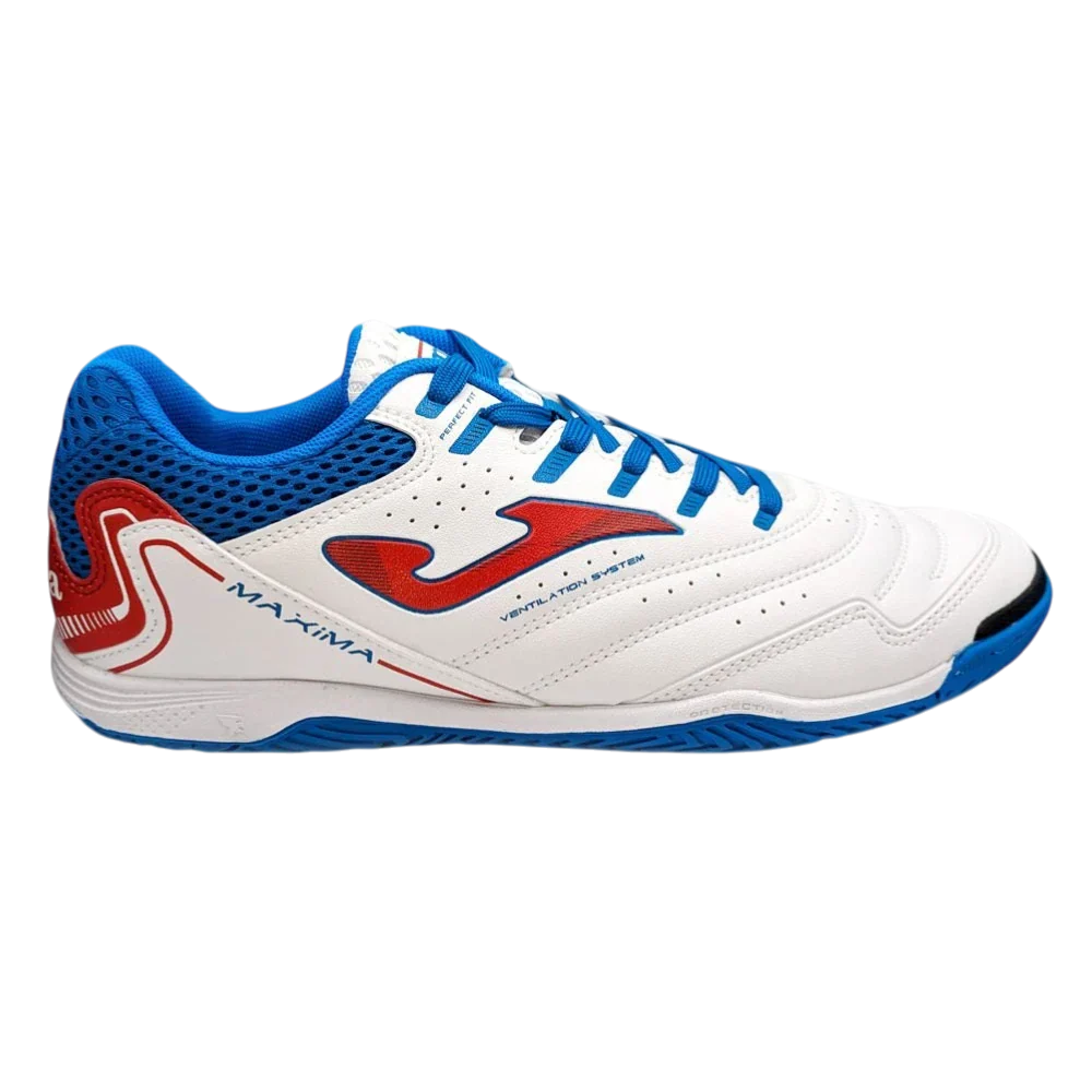 Joma Maxima indoor soccer shoes with lightweight breathable upper and non-marking traction outsole