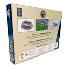 Azteca Soccer Stadium 3D puzzle box in beige and navy, featuring stadium images, football logos and bilingual text