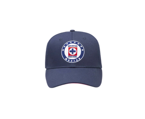 Cruz Azul Adjustable Cap in navy fabric with a curved brim and embroidered circular club crest on the front