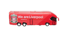 Liverpool Mini Team Bus in bright red with Liverpool crest and white lettering, featuring a detailed miniature coach design.