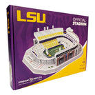 LSU Tiger Stadium 3D replica puzzle showing detailed college football stadium model in purple and gold colors
