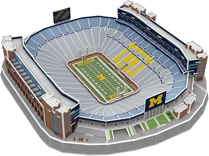 Michigan Wolverines 3D puzzle of Michigan Stadium detailed replica with maize and blue colors
