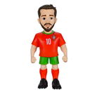 Minix Bernardo Silva football figurine with brown hair and beard, wearing Portugal's red number 10 shirt, green shorts and red socks