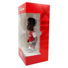 Minix Bukayo Saka Arsenal figurine with a dark complexion, red and white kit, displayed in a red window box