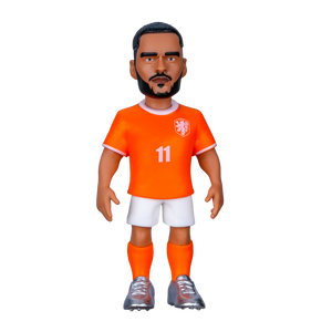 Minix Cody Gakpo figurine in a bright orange Netherlands number 11 jersey, white shorts and orange socks
