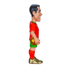 Minix Cristiano Ronaldo figurine in a red Portugal kit with green trim, holding a gold football and wearing gold boots