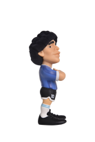 Minix Diego Maradona figurine with black curly hair, blue Argentina shirt, black shorts and football boots