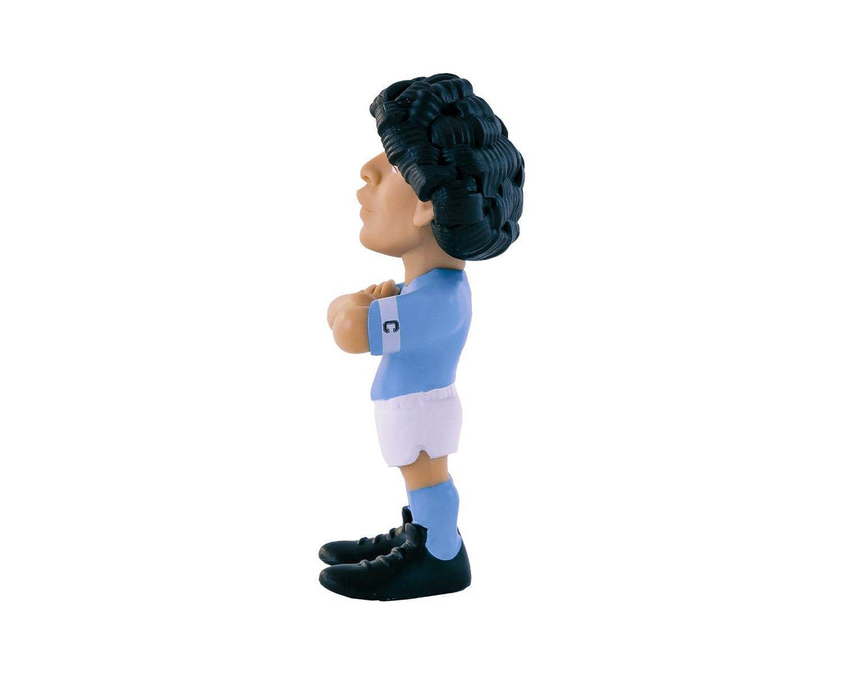 Minix Diego Maradona Napoli figurine with curly black hair, light blue shirt, white shorts and black boots