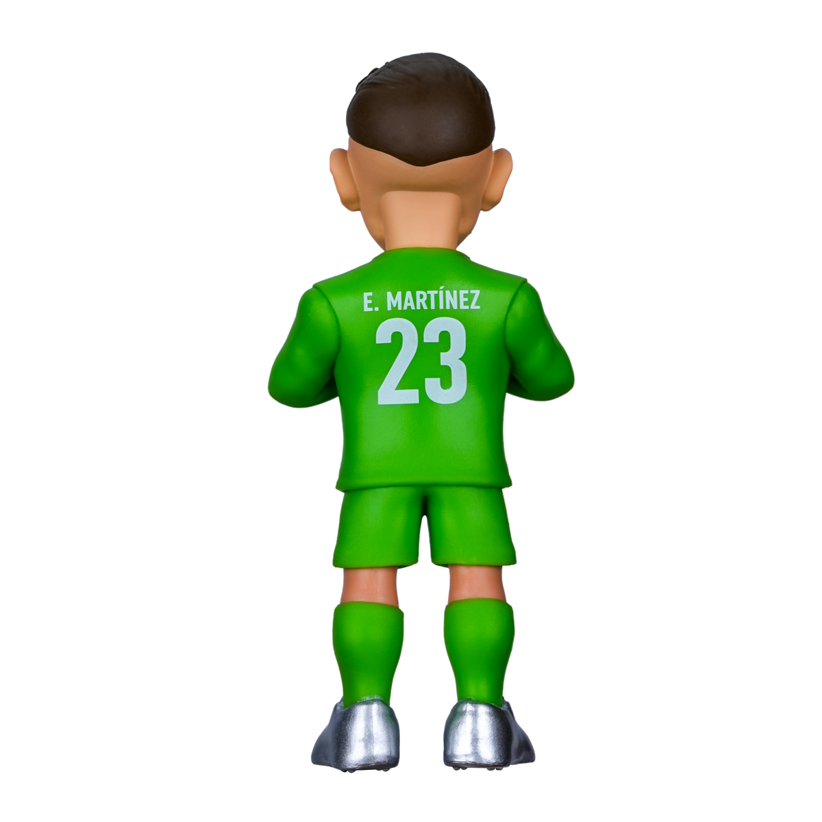 Minix Emiliano Martínez goalkeeper figurine in a bright green kit, with E. Martínez and number 23 printed on its back