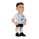 Minix Enzo Fernández Argentina figurine in a white and sky-blue striped jersey, black shorts and boots, with number 24