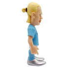 Minix Erling Haaland Manchester City figurine with blond tied-back hair, wearing a light blue kit and silver boots