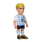 Minix Franco Mastantuono figurine in Argentina's white and sky-blue striped kit, black shorts, white socks and gold boots